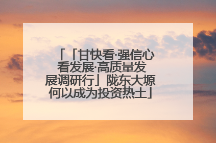「甘快看·强信心 看发展·高质量发展调研行」陇东大塬何以成为投资热土