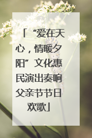“爱在天心，情暖夕阳”文化惠民演出奏响父亲节节日欢歌