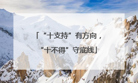 “十支持”有方向，“十不得”守底线