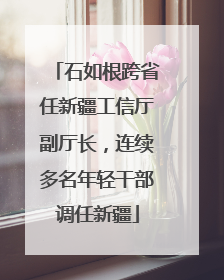 石如根跨省任新疆工信厅副厅长，连续多名年轻干部调任新疆