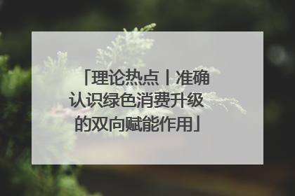 理论热点丨准确认识绿色消费升级的双向赋能作用