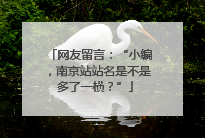 网友留言：“小编，南京站站名是不是多了一横？”