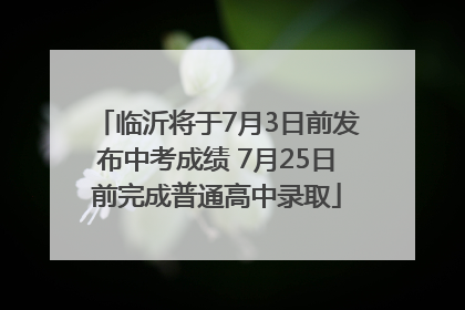 临沂将于7月3日前发布中考成绩 7月25日前完成普通高中录取