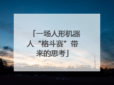 一场人形机器人“格斗赛”带来的思考