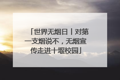 世界无烟日丨对第一支烟说不，无烟宣传走进十堰校园