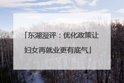东湖漫评：优化政策让妇女再就业更有底气