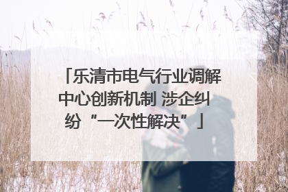 乐清市电气行业调解中心创新机制 涉企纠纷“一次性解决”