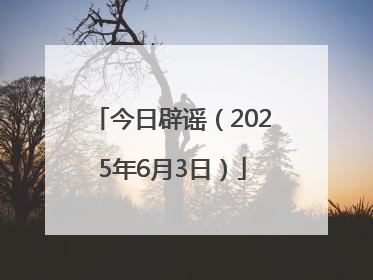 今日辟谣（2025年6月3日）