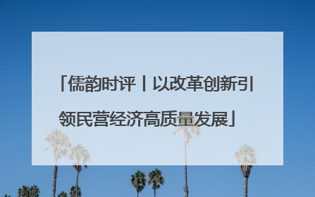 儒韵时评丨以改革创新引领民营经济高质量发展