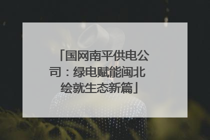 国网南平供电公司：绿电赋能闽北 绘就生态新篇
