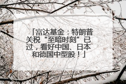 富达基金：特朗普关税“至暗时刻”已过，看好中国、日本和德国中型股！
