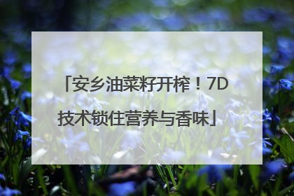 安乡油菜籽开榨！7D技术锁住营养与香味