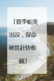 夏季蛇类出没，保命秘笈赶快收藏