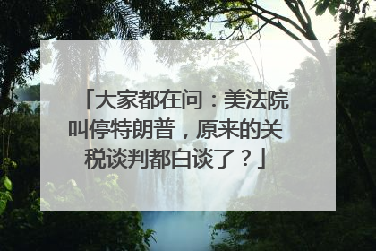 大家都在问：美法院叫停特朗普，原来的关税谈判都白谈了？