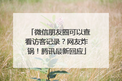 微信朋友圈可以查看访客记录？网友炸锅！腾讯最新回应