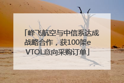 峰飞航空与中信系达成战略合作，获100架eVTOL意向采购订单