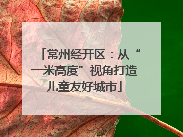 常州经开区：从“一米高度”视角打造儿童友好城市