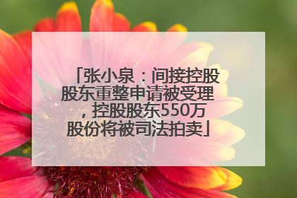 张小泉：间接控股股东重整申请被受理，控股股东550万股份将被司法拍卖