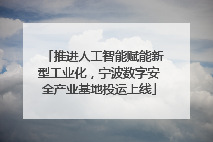 推进人工智能赋能新型工业化，宁波数字安全产业基地投运上线