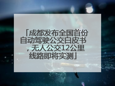 成都发布全国首份自动驾驶公交白皮书，无人公交12公里线路即将实测