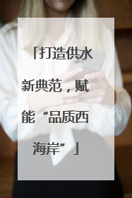 打造供水新典范，赋能“品质西海岸”