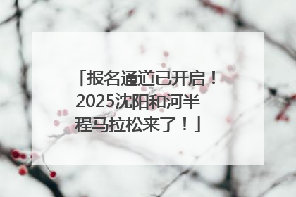 报名通道已开启！2025沈阳和河半程马拉松来了！