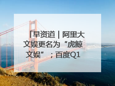 早资道｜阿里大文娱更名为“虎鲸文娱”；百度Q1总营收325亿元超预期