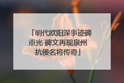 明代欧阳深事迹碑重光 碑文再现泉州抗倭名将传奇