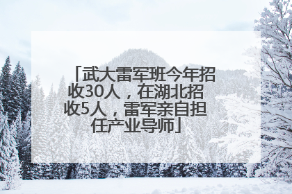 武大雷军班今年招收30人，在湖北招收5人，雷军亲自担任产业导师