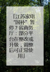 江苏家电“国补”暂停？省商务厅：部分平台在整改或升级，调整后可正常使用