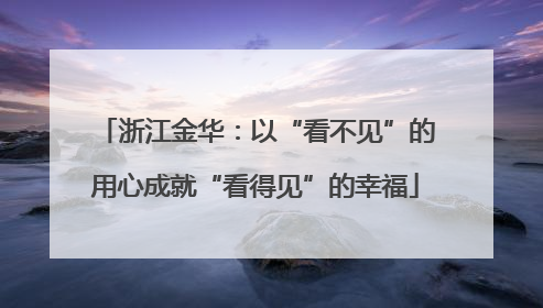 浙江金华：以“看不见”的用心成就“看得见”的幸福