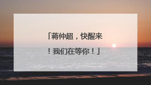 蒋仲超，快醒来！我们在等你！