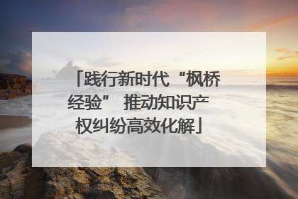 践行新时代“枫桥经验” 推动知识产权纠纷高效化解