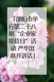 邵阳市举行第二十八期“企业家接待日”活动 严华出席并讲话