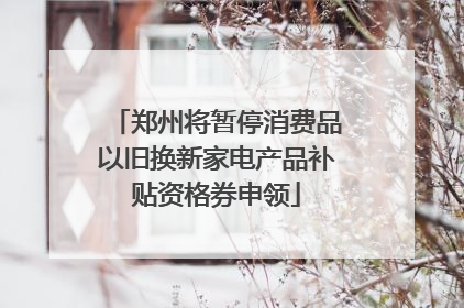 郑州将暂停消费品以旧换新家电产品补贴资格券申领