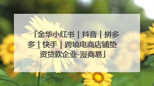 金华小红书｜抖音｜拼多多｜快手｜跨境电商店铺垫资贷款企业-漫商易