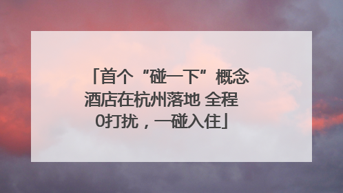 首个“碰一下”概念酒店在杭州落地 全程0打扰，一碰入住