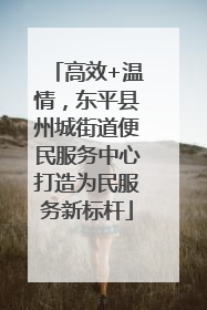 高效+温情，东平县州城街道便民服务中心打造为民服务新标杆