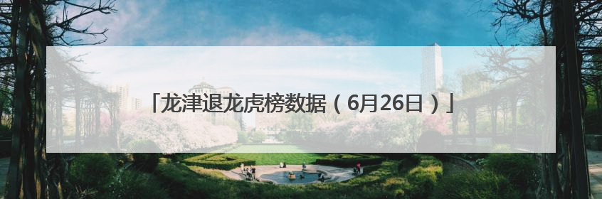 龙津退龙虎榜数据（6月26日）