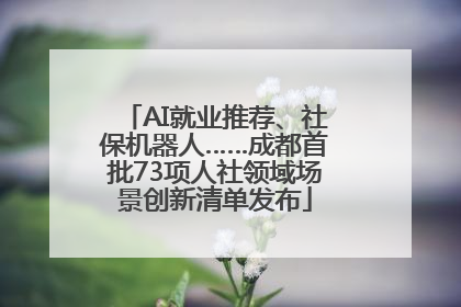 AI就业推荐、社保机器人……成都首批73项人社领域场景创新清单发布